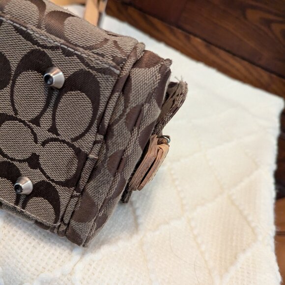 Coach Vintage Y2K Classic C Logo Soho Mini Boston Tan Canvas Leather Handbag - Picture 7 of 12